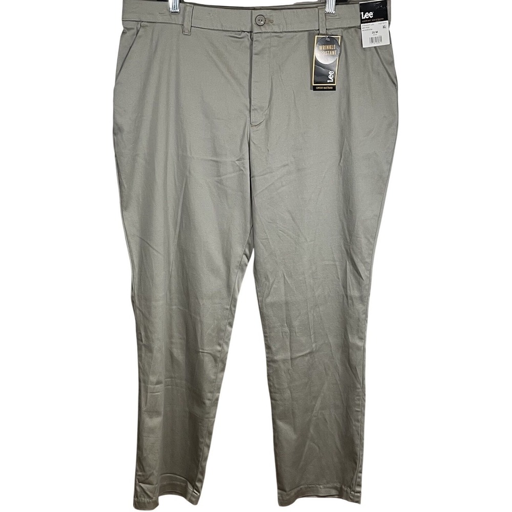 Lee Straight Leg Pants Women's 20 Medium  Wrinkle‎ Free Slacks Biege Khaki New